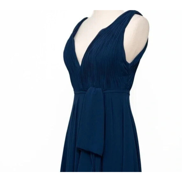 Mac Duggal 55283 SLEEVELESS V-NECK CHIFFON‎ GOWN Sz 0 Midnight - Picture 3 of 7